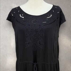 Spense Black Eyelet Missy MIDI Dress XXL